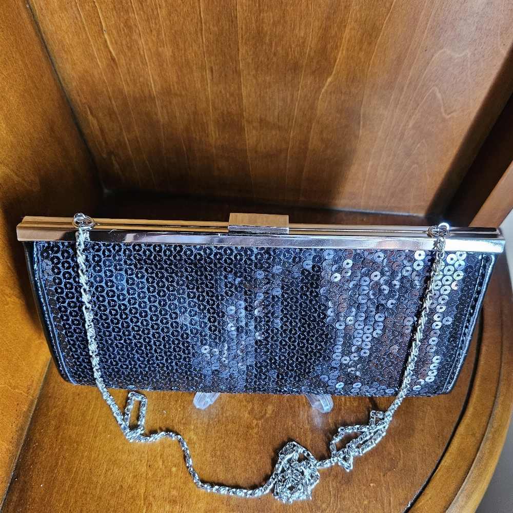 VTG Worthington Black Sequin Clutch